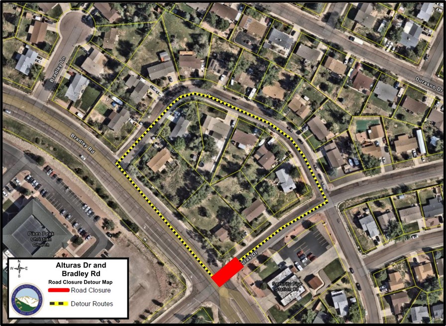 Alturas Dr detour route