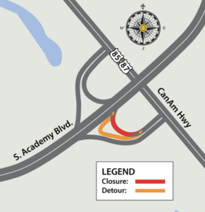 March 10 A detour and closure map of the MAMSIP project.