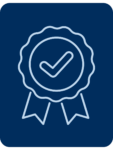 Blue Ribbon with a checkmark in the middle